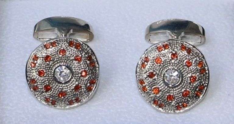 Handsome Pair Jeweled Style Cufflinks By Carelli