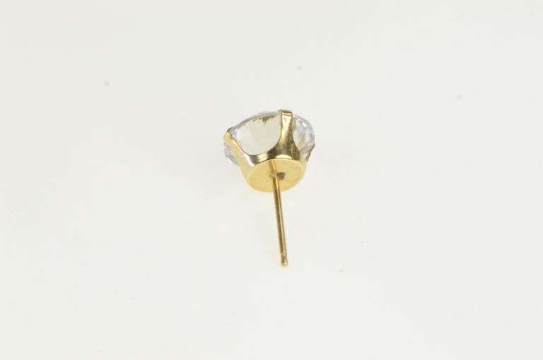 14K Yellow Gold 8.1mm Round Solitaire Classic Single Stud Earring