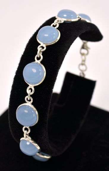 Iridescent Blue Gemstone Bracelet In Sterling Silver