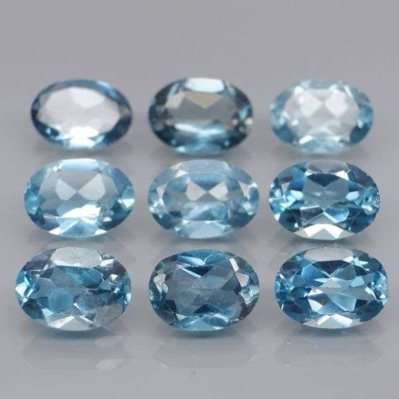 Great quality 7.44ct 9 pc London blue Topaz set