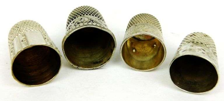 4 Antique Sterling Silver Thimbles