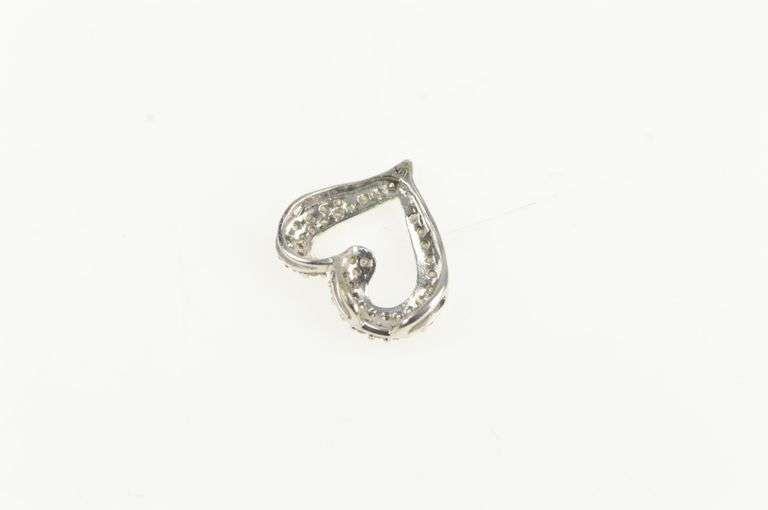 10K White Gold Pave Diamond Encrusted Heart Valentine Charm/Pendant