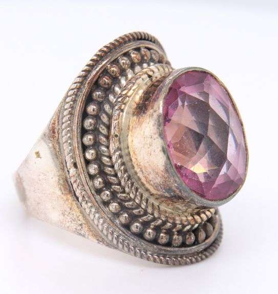 Vintage Sterling Silver Pink Spinel Ring