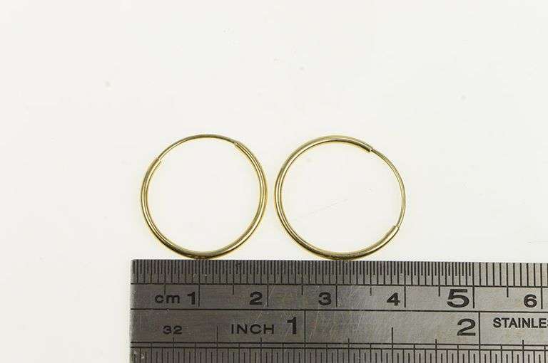 10K Yellow Gold 18.9mm Vintage Classic Simple Hoop Earrings