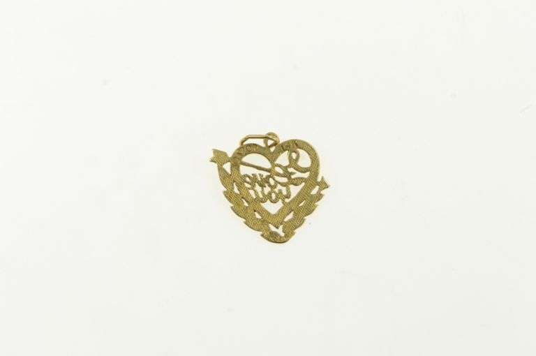 14K Yellow Gold I Love You Heart Anniversary Valentine Charm/Pendant
