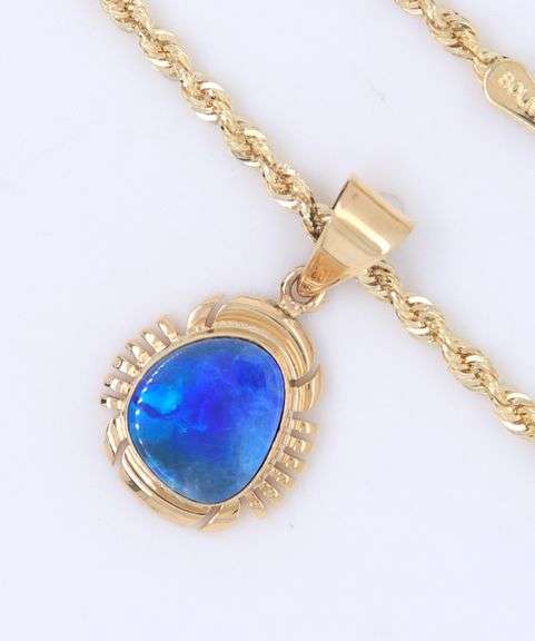 Favorite Yellow Gold Boulder Opal Pendant on Chain