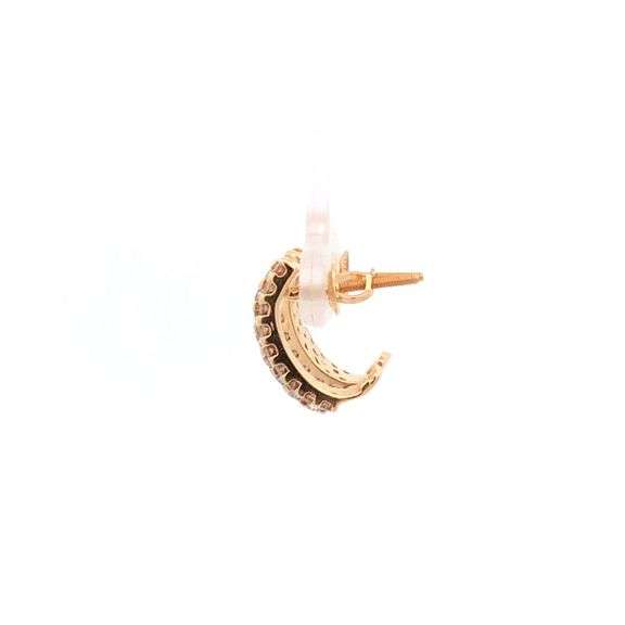 14K Yellow Gold 0.54 Ctw Diamond Curved Bar Hoop Earrings