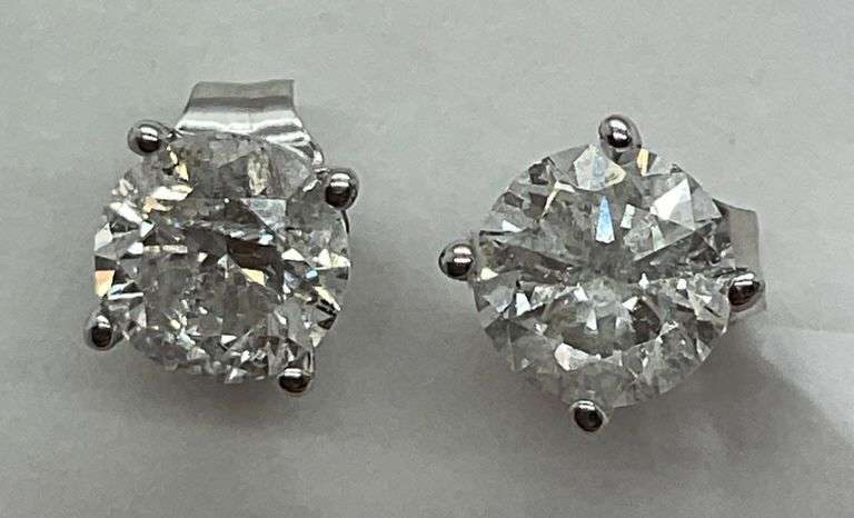 CERTIFIED 14KT SOLID WHITE GOLD DIAMOND STUD EARRINGS
