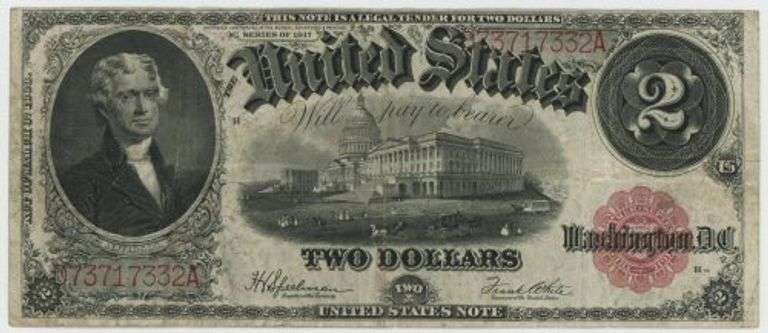 Nice Series of 1917 Large Size $2 Legal Tender Note