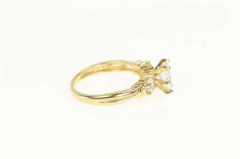 14K Yellow Gold Three Across Classic Travel Engagement CZ Ring