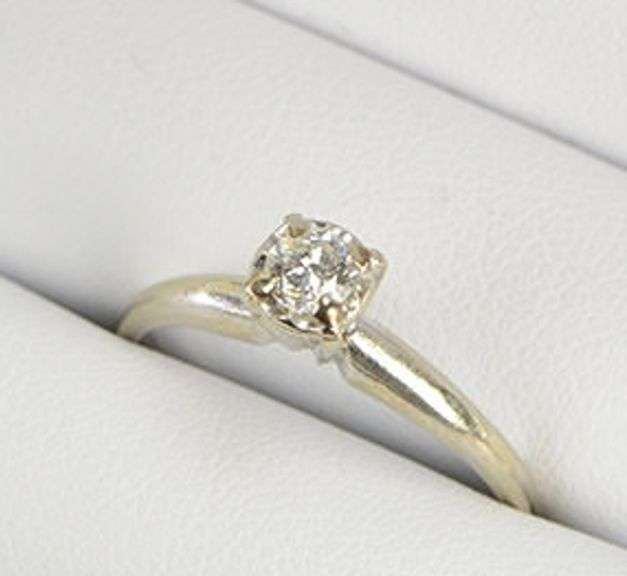 14K White Gold 1940's 0.23 Ct Diamond Solitaire Engagement Ring