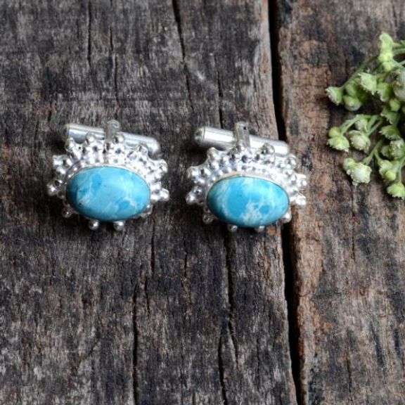 Men's Blue Larimar Cufflinks