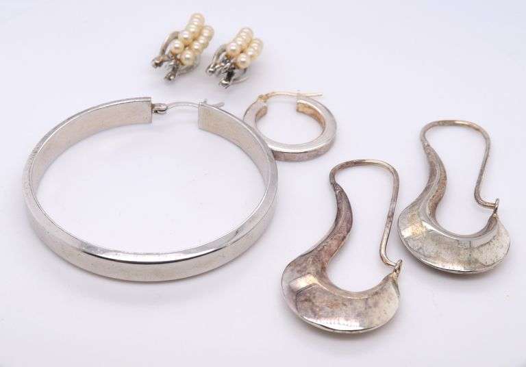 Group Lot of Vintage Sterling Silver Earrings