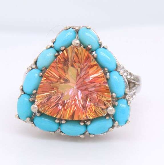 Group Lot of 3 Vintage 925 Sterling Silver Gemstone Rings