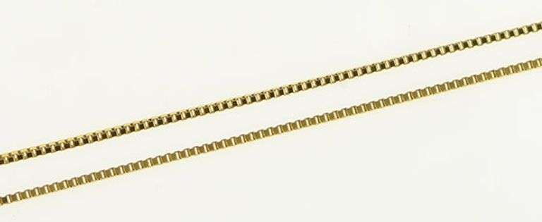 14K Yellow Gold 0.7mm Box Link Classic Vintage Square Chain Necklace