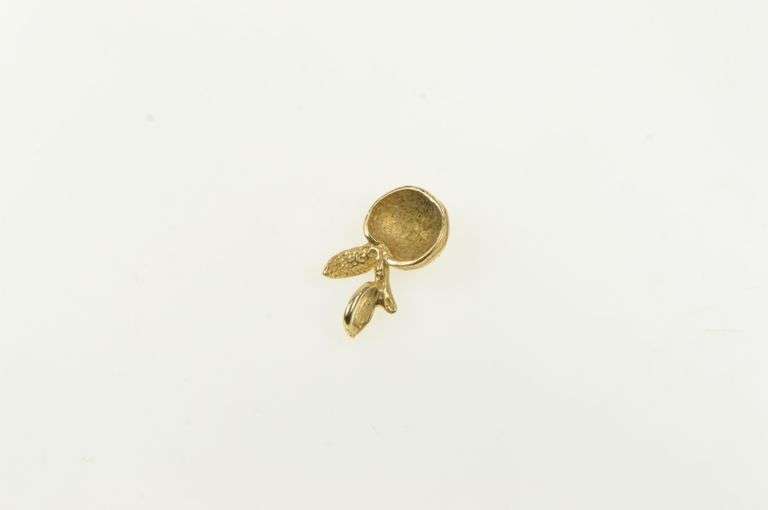 14K Yellow Gold Apple Peach Diamond Cut Fruit Cute Charm/Pendant