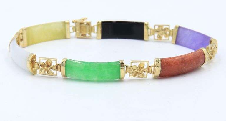 Multi Color Jade Bracelet with Gold Plated