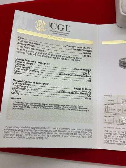 CERTIFIED BRAND NEW 18K WHITE GOLD DIAMOND HALO SETTING RING
