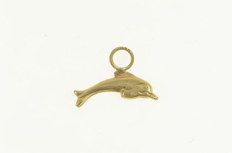 14K Yellow Gold Dolphin Jumping Vintage Ocean Animal Charm/Pendant