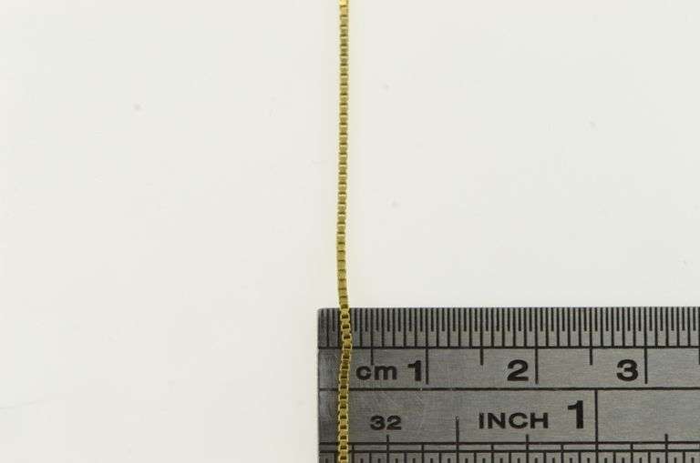 14K Yellow Gold 0.9mm Square Chain Vintage Box Link Necklace