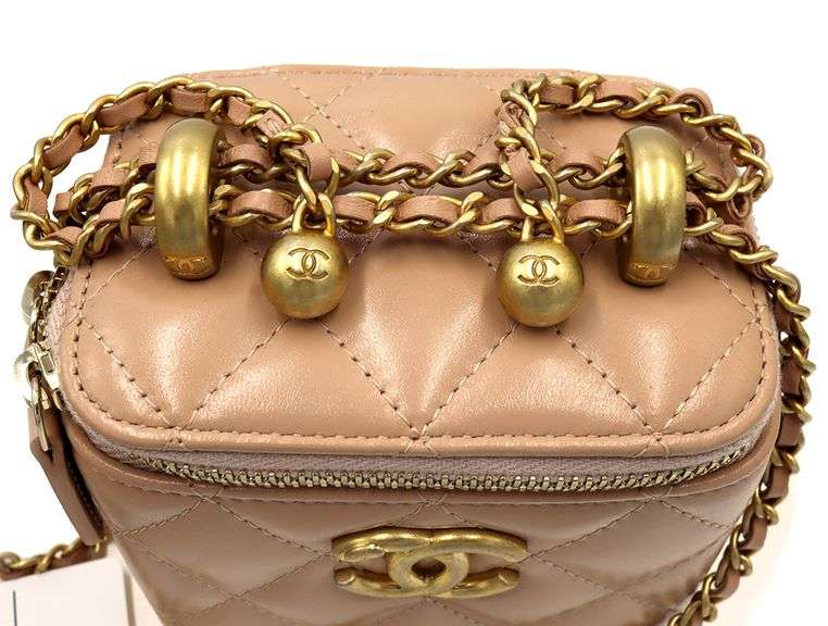 Chanel, Mini Vanity Case, Beige, Leather (Box, Papers, Tag & Dust Bag)