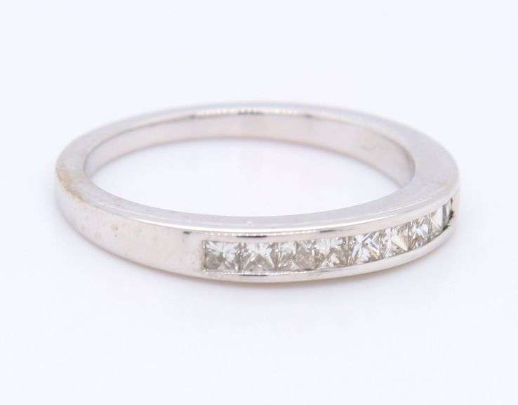 Dazzling White Gold Princess Cut Channel Set Diamond Band