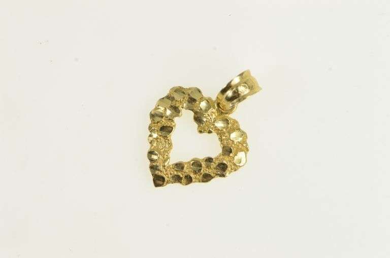 14K Yellow Gold Textured Nugget Cluster Heart Love Charm/Pendant