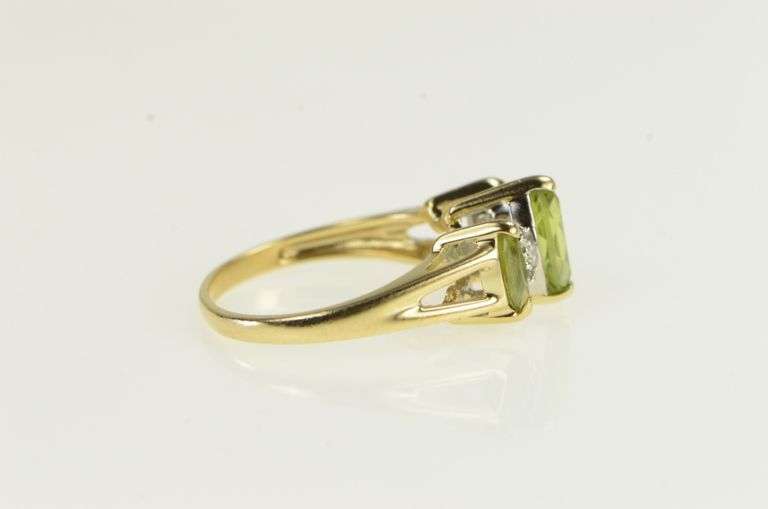 14K Yellow Gold Marquise Peridot Diamond Accent Statement Ring
