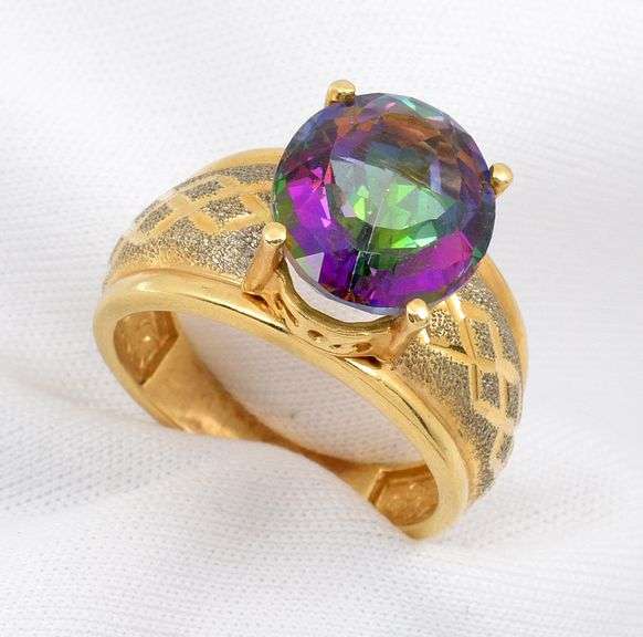 Stylish 14k Mystic Topaz Ring