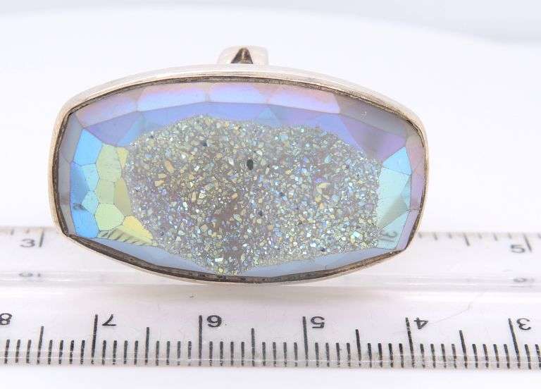 Vintage 925 Sterling Silver Druzy Ring