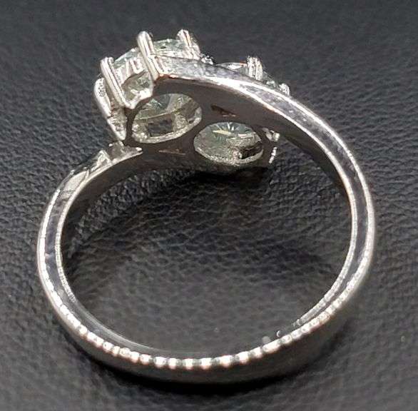 Twin Solitaire 14 Kt White Gold Plate 2.5 Ct VVs1 F-G Fire Moissanite Ring