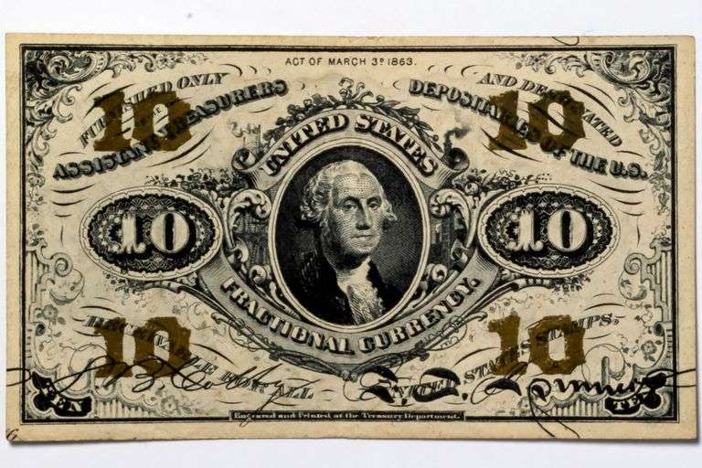 GEM Unc 10 Cent Washington Fractional Currency Note.