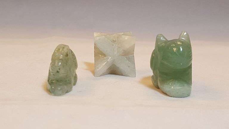 Natural Aquamarine 3 Piece Hand Carved Figurines
