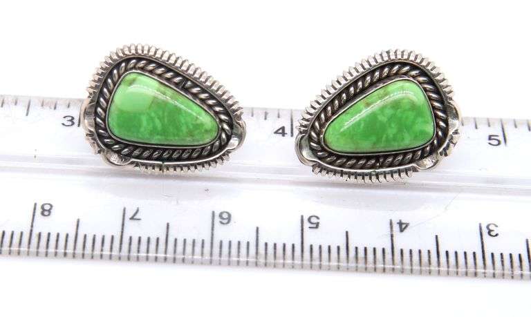 Sterling Silver Artie Yellowhorse Nevada Variscite Earrings