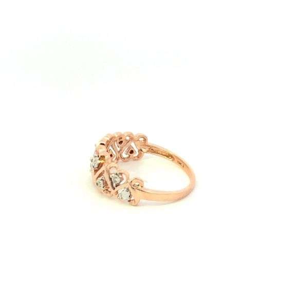 10K Rose Gold Vintage Diamond Heart Love Wedding Band Ring