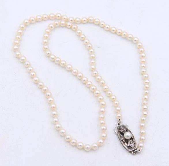 Vintage Mikimoto 3.5mm Pearl Strand Necklace with Sterling Silver Clasp