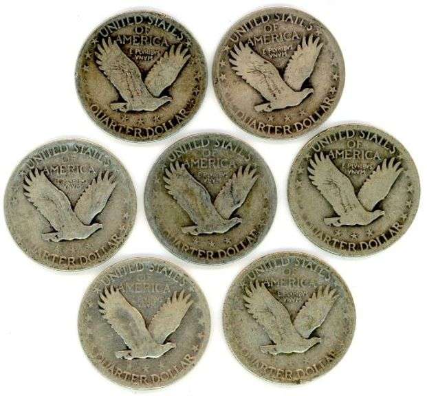 7 Different Standing Liberty Silver Quarters