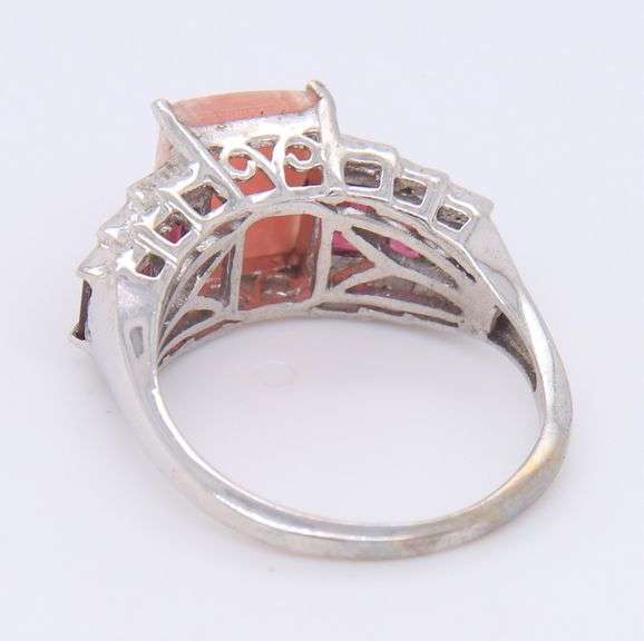 925 Sterling Silver Rose Quartz And Garnet Ring