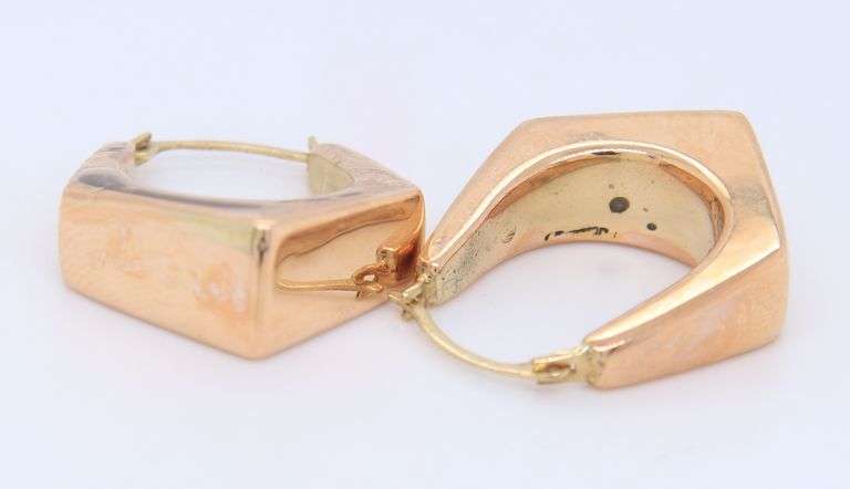 Beautiful Yellow Gold Triangle Hoop Earrings