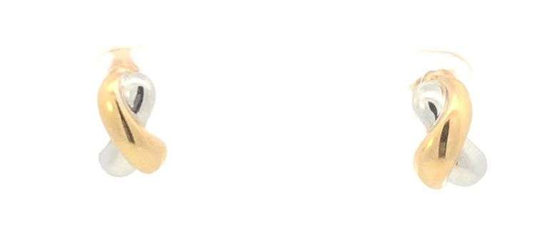14K Yellow Gold Two Tone Puffy Twist Knot Vintage Stud Earrings