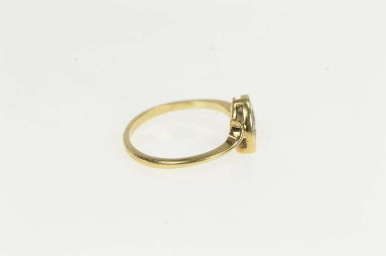 10K Yellow Gold 1950's Diamond Pave Heart Ornate Bypass Ring