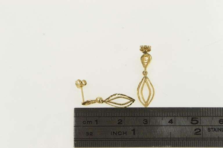 14K Yellow Gold Diamond Cut Vintage Drop Dangle Geometric Earrings