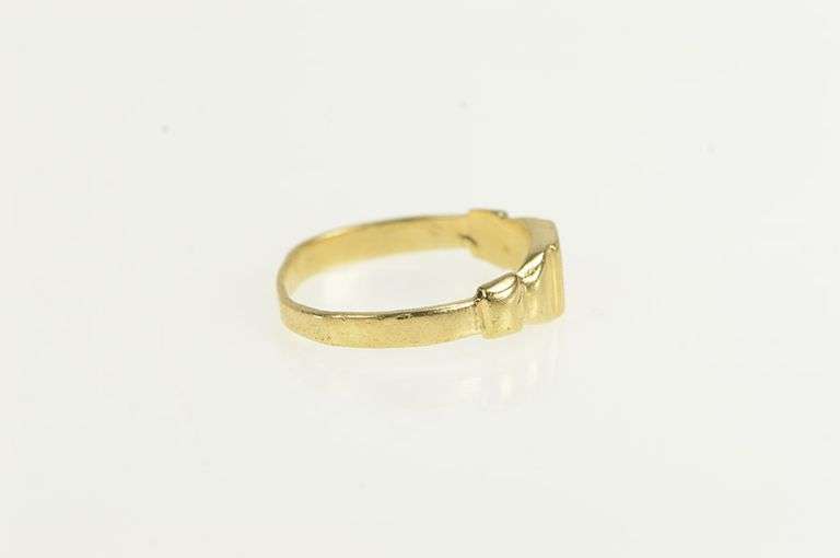 14K Yellow Gold Art Deco Monogrammable Baby Signet Initial Ring