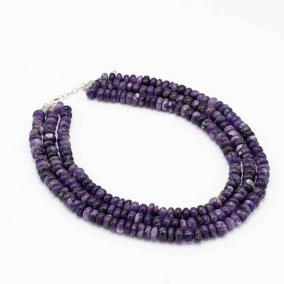 Beautiful 1278.5 Cttw Natural Amethyst 3 Strand Necklace