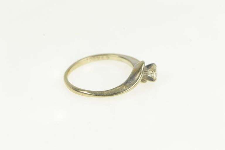 14K White Gold 0.16 Ct Diamond Solitaire Bypass Engagement Ring