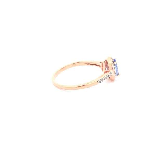 10K Rose Gold Oval Tanzanite Diamond Halo Engagement Ring