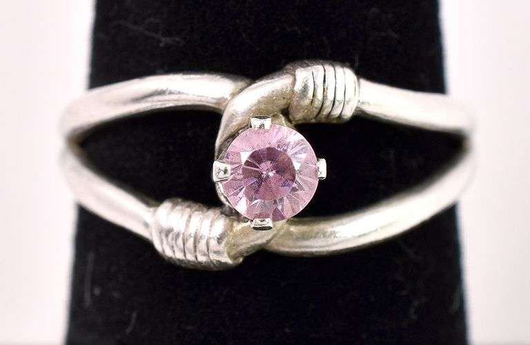 Pink Gemstone Ring In Sterling Silver