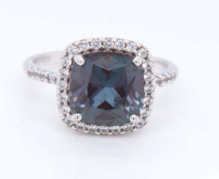 925 Sterling Silver Cushion Cut Purple Spinel Ring