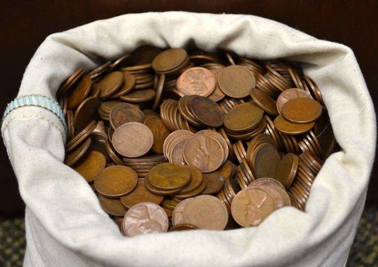 Bag Of 5,000 Wheat Cents From Estate