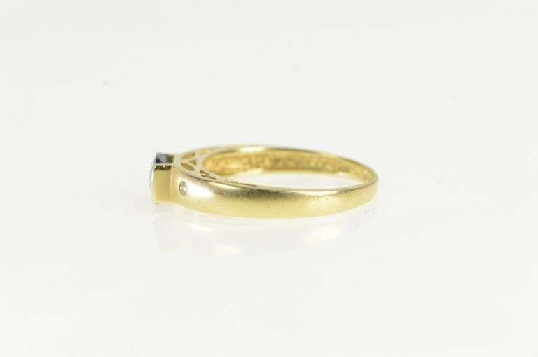 14K Yellow Gold Cushion Blue Topaz Diamond Statement Ring